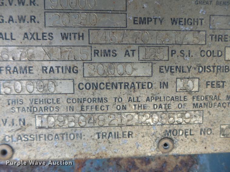 image for item K5683 2002 Doonan 482DB14B drop deck trailer