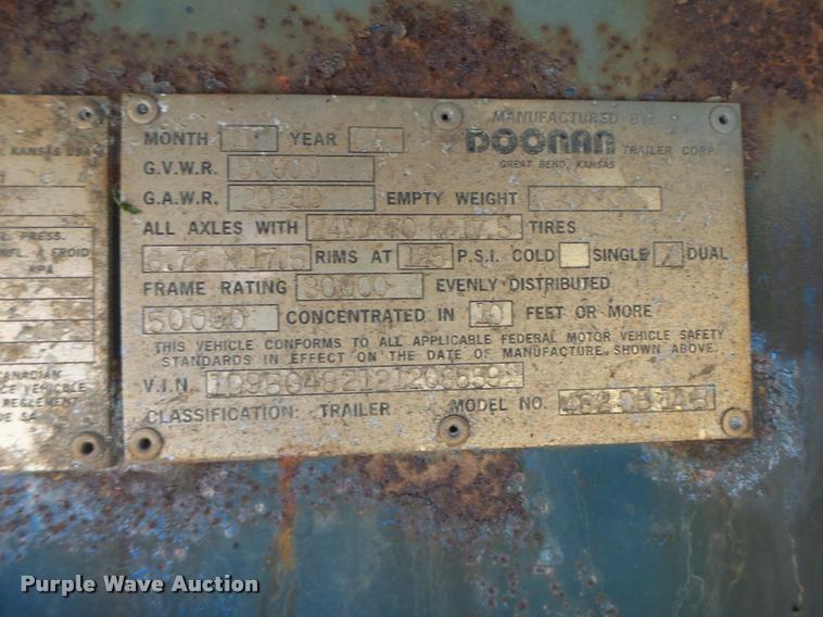 image for item K5683 2002 Doonan 482DB14B drop deck trailer