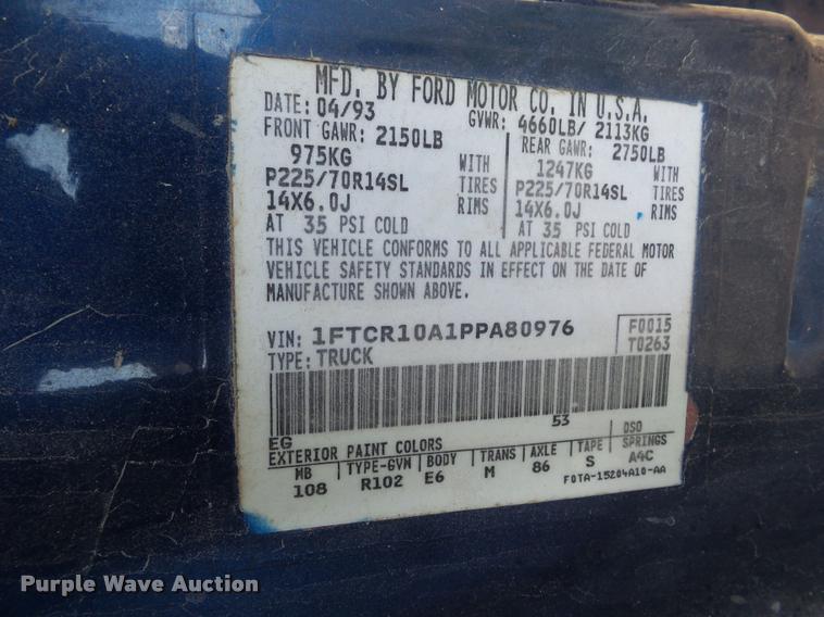 image for item DA4629 1993 Ford Ranger XLT pickup truck