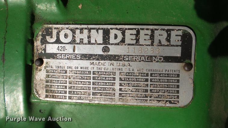 image for item DA8863 John Deere 420 tractor