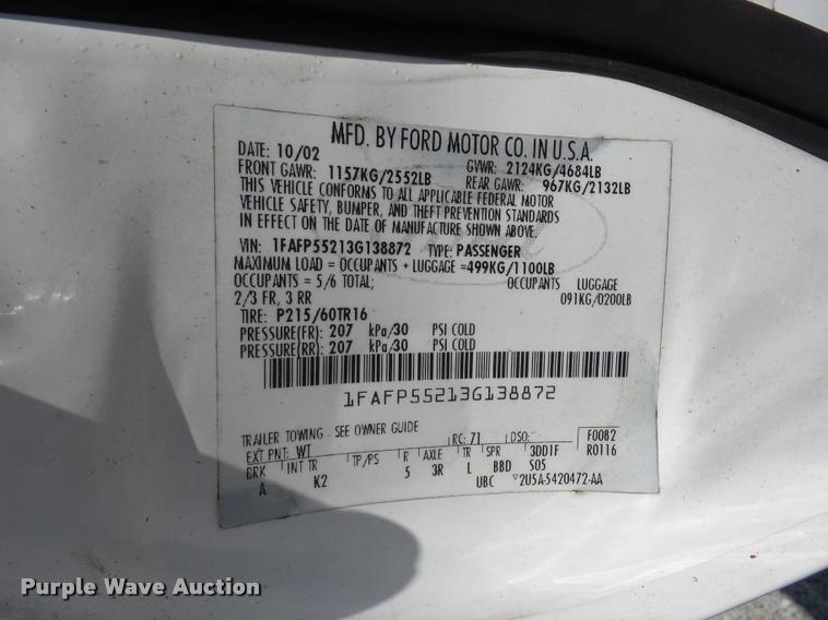 image for item BK9578 2003 Ford Taurus