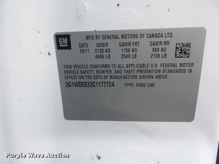 image for item BK9607 2012 Chevrolet Impala Police Cruiser