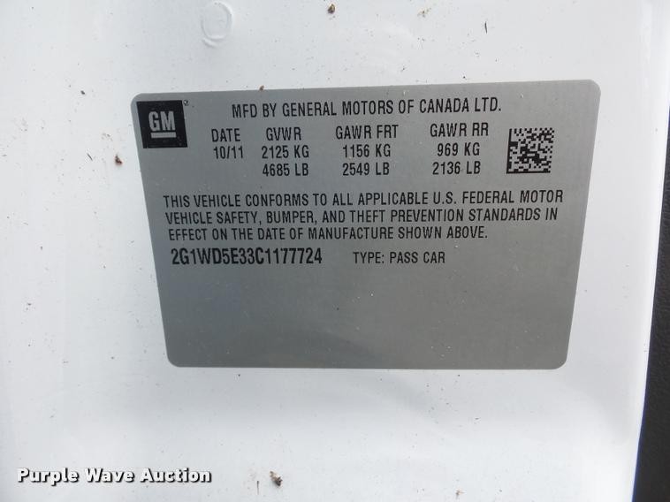 image for item BK9607 2012 Chevrolet Impala Police Cruiser