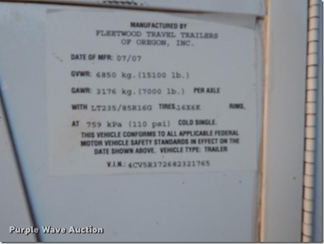 image for item BU9792 2008 Fleetwood Quantum 375RLQS Extreme Edition camper