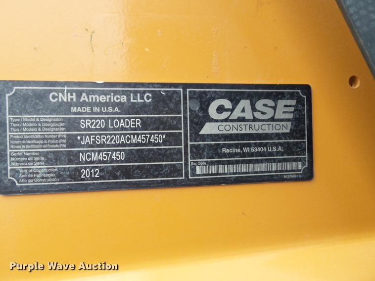 image for item BV9372 2012 Case SR220 skid steer