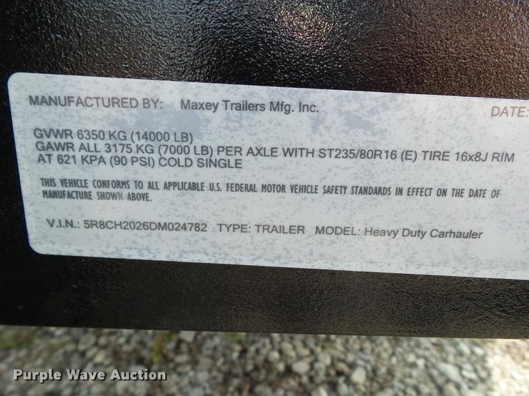 image for item BZ9859 2013 Maxey trailer