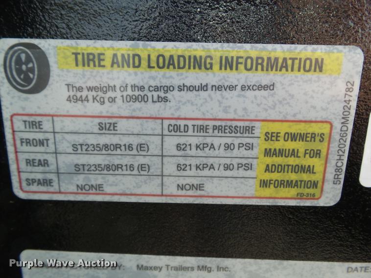 image for item BZ9859 2013 Maxey trailer