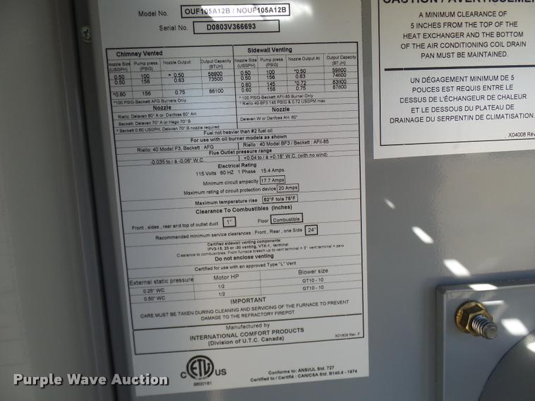 image for item CC9020 Beckett AFG heating oil furnace