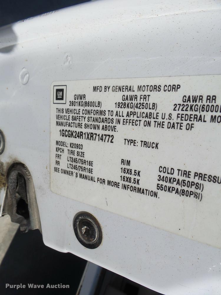 image for item CC9399 1999 Chevrolet 2500 pickup truck