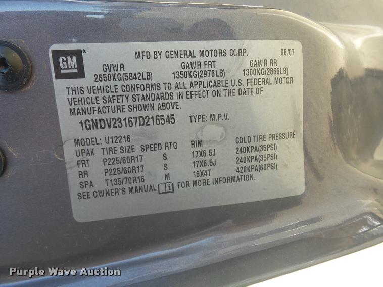 image for item CD9398 2007 Chevrolet Uplander LS Ext. van