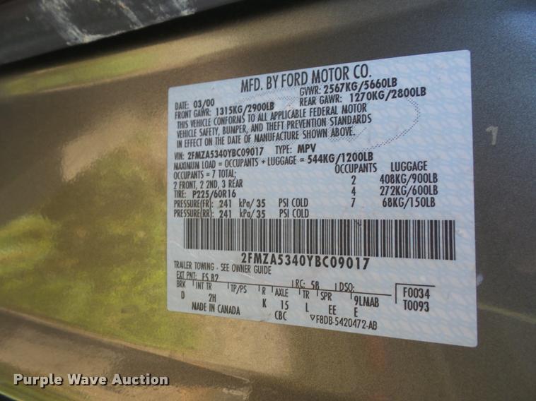 image for item DA3949 2000 Ford Windstar van