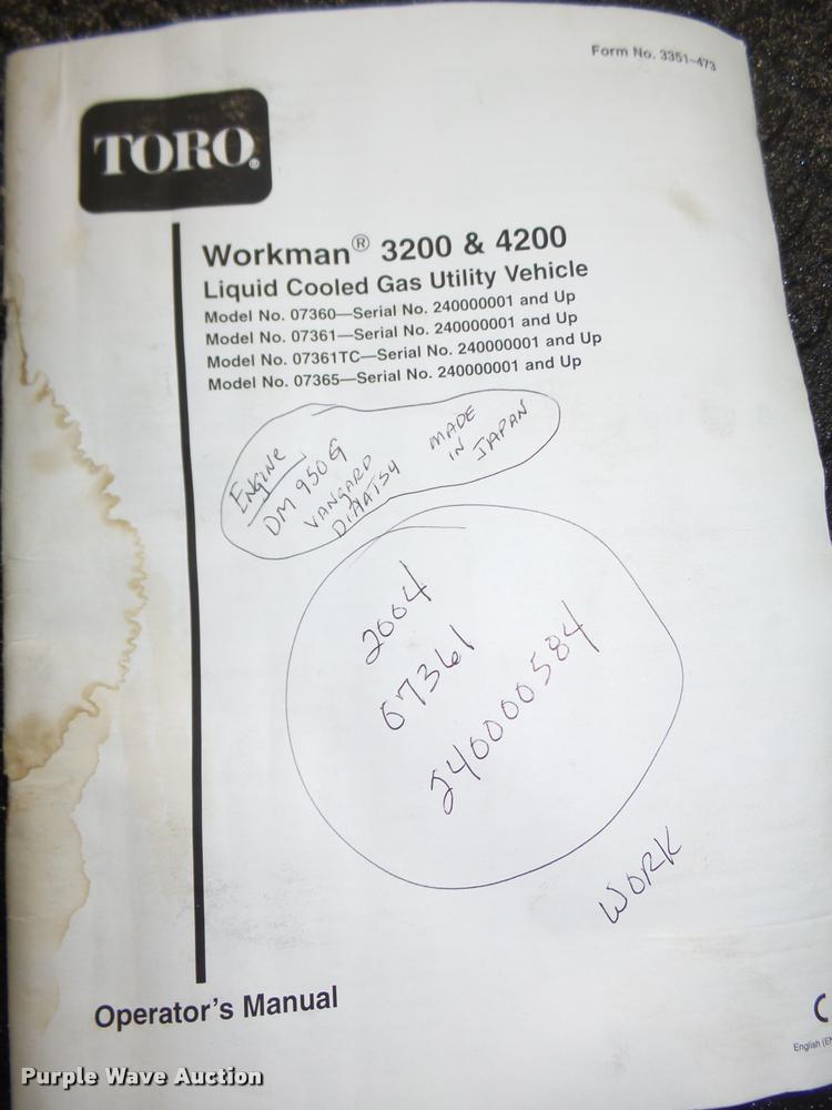 image for item J8958 2004 Toro 3200 utility vehicle