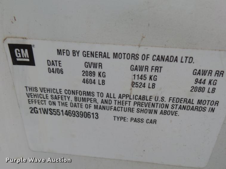 image for item K3051 2006 Chevrolet Impala Police