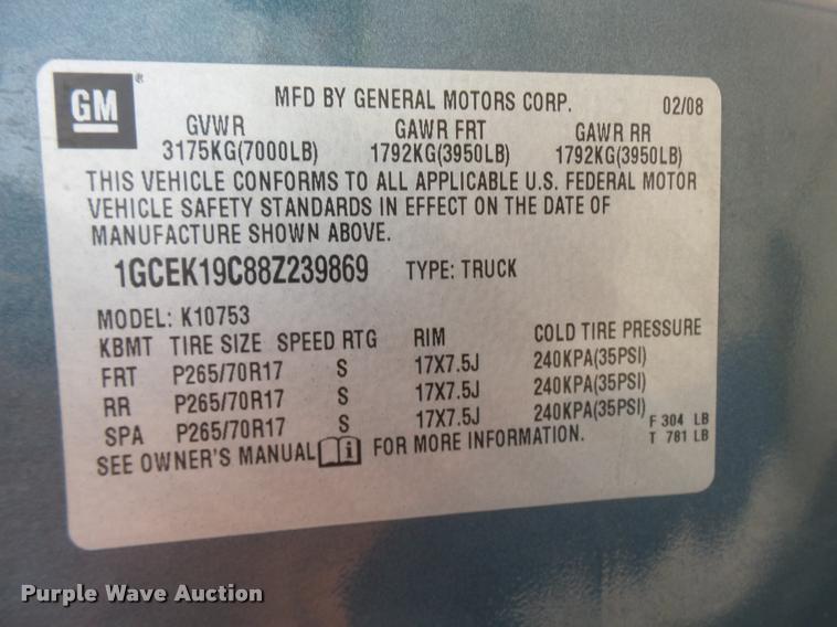 image for item K3052 2008 Chevrolet Silverado 1500 Ext. Cab pickup truck