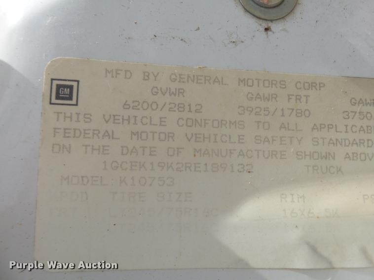 image for item K3057 1994 Chevrolet 1500 Ext. Cab pickup truck