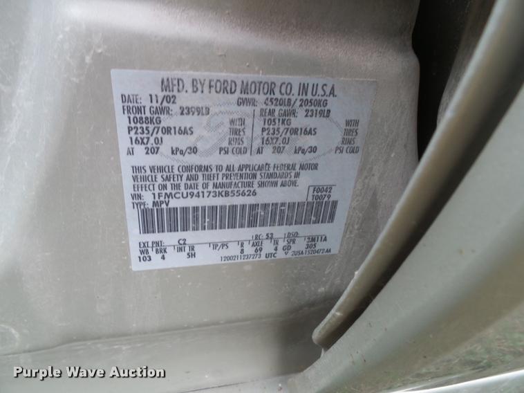 image for item K8173 2003 Ford Escape Limited SUV