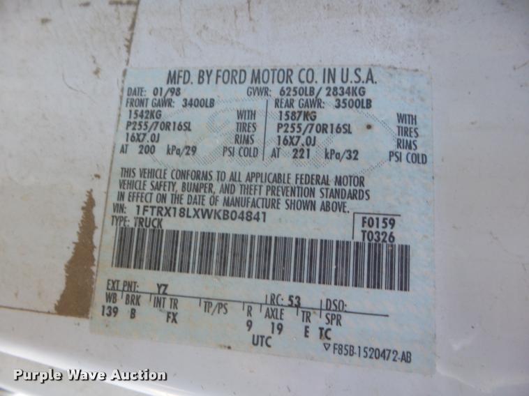 image for item L1709 1998 Ford F150 SuperCab pickup truck