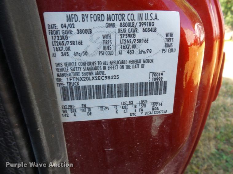 image for item L4253 2002 Ford F250 Super Duty SuperCab pickup truck