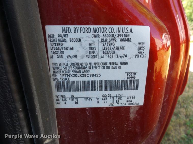 image for item L4253 2002 Ford F250 Super Duty SuperCab pickup truck