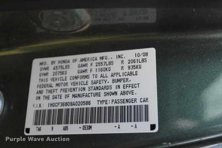 image for item L4808 2009 Honda Accord