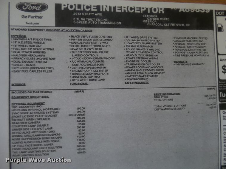 image for item L7159 2013 Ford Explorer Police Interceptor Utility SUV