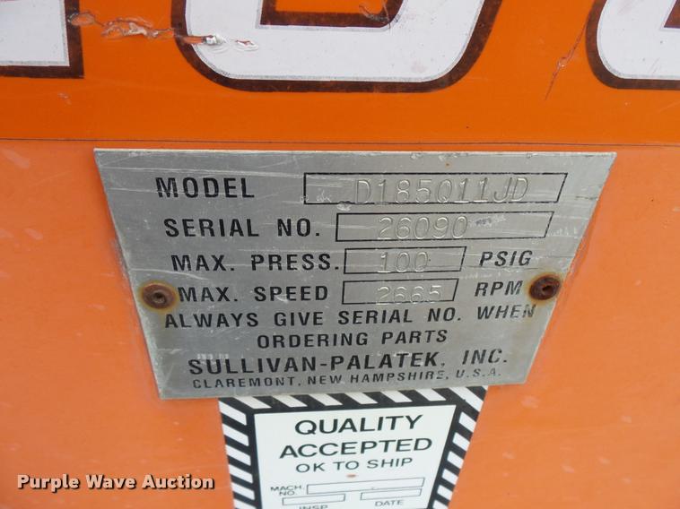 image for item BS9774 2006 Sullivan Palatek D185Q11JD air compressor