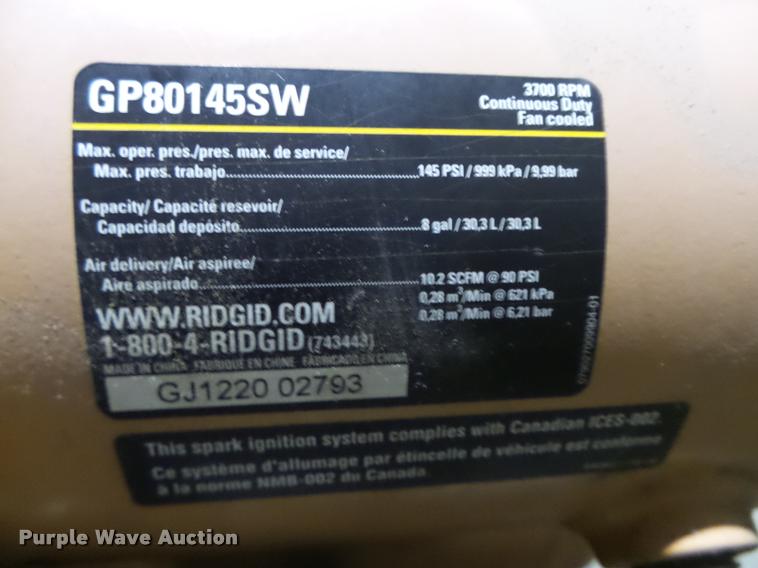 image for item BX9248 Ridgid Mobil Air air compressor
