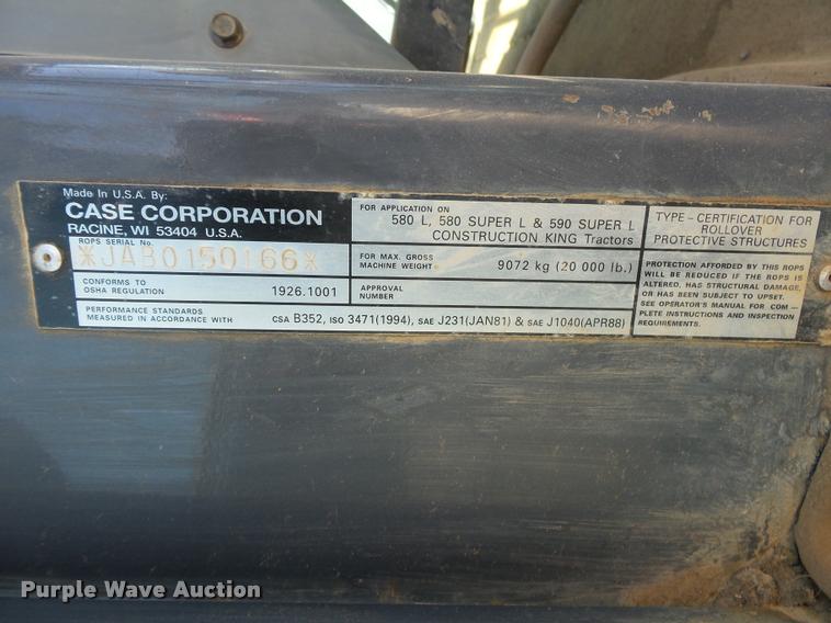 image for item K1087 1997 Case 580 Super L backhoe