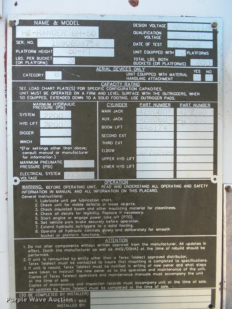 image for item K1092 1999 GMC C7500 bucket truck