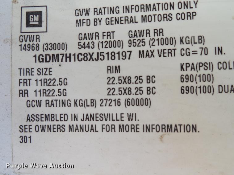 image for item K1092 1999 GMC C7500 bucket truck