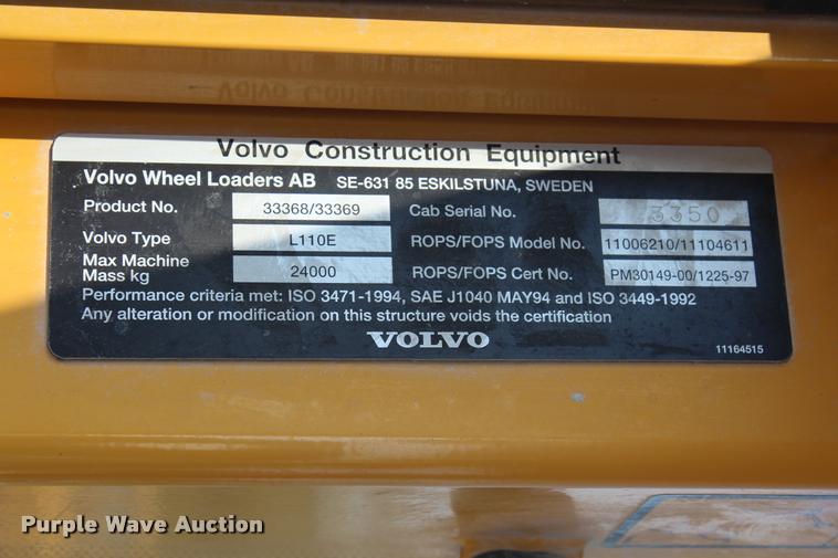 image for item K1949 2006 Volvo L110E wheel loader