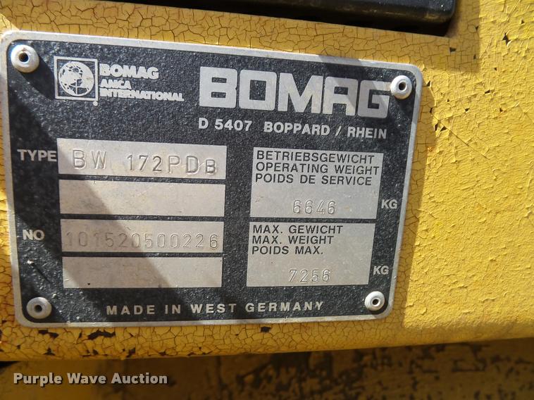 image for item K8168 Bomag BW172PDB single drum roller