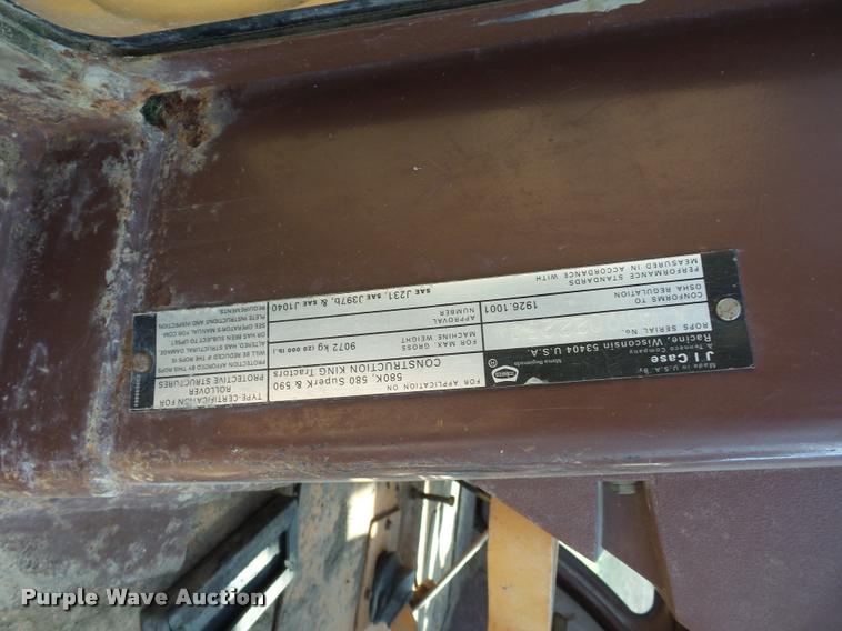 image for item L4251 1992 Case 580 Super K backhoe