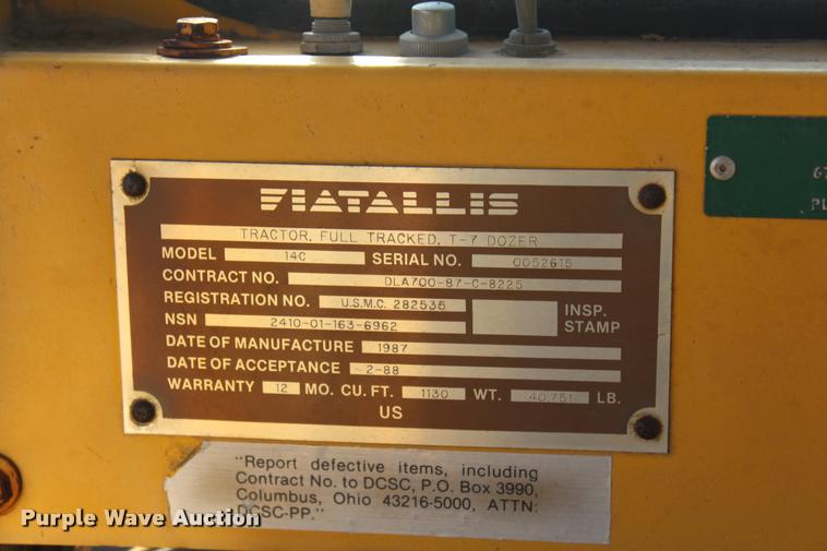 image for item L4793 1987 Fiat-Allis 14C dozer