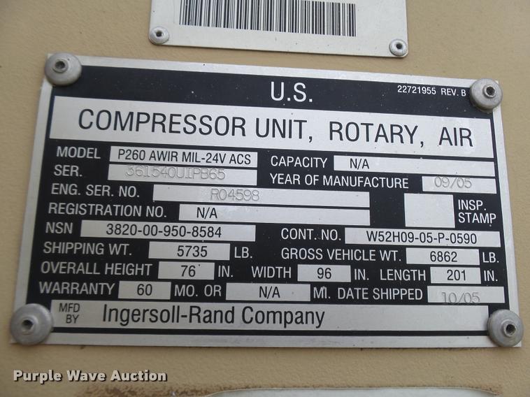 image for item N9485 2005 military air tool-compressor