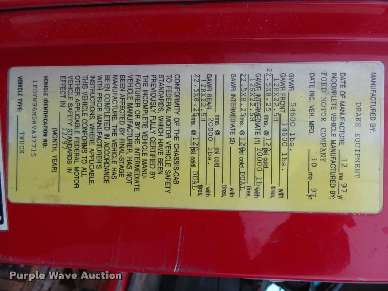 image for item AL9072 1998 Ford W96 dump truck