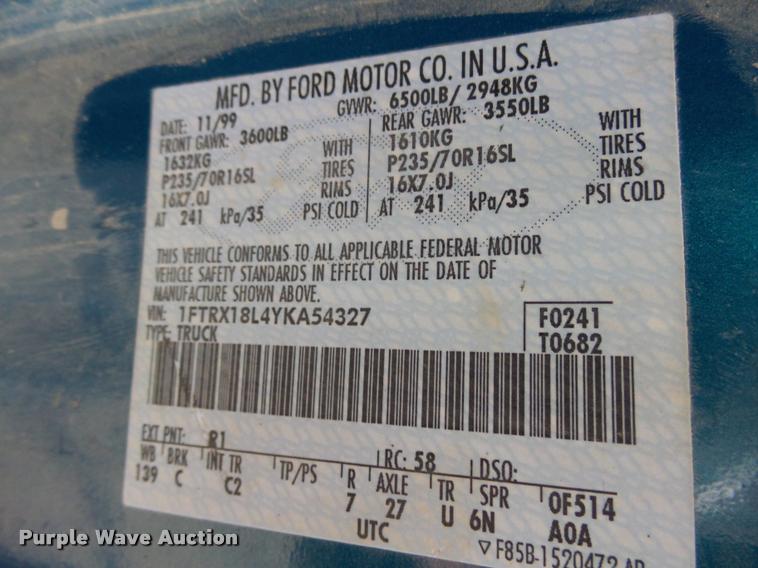 image for item AL9074 2000 Ford F150 SuperCab pickup truck