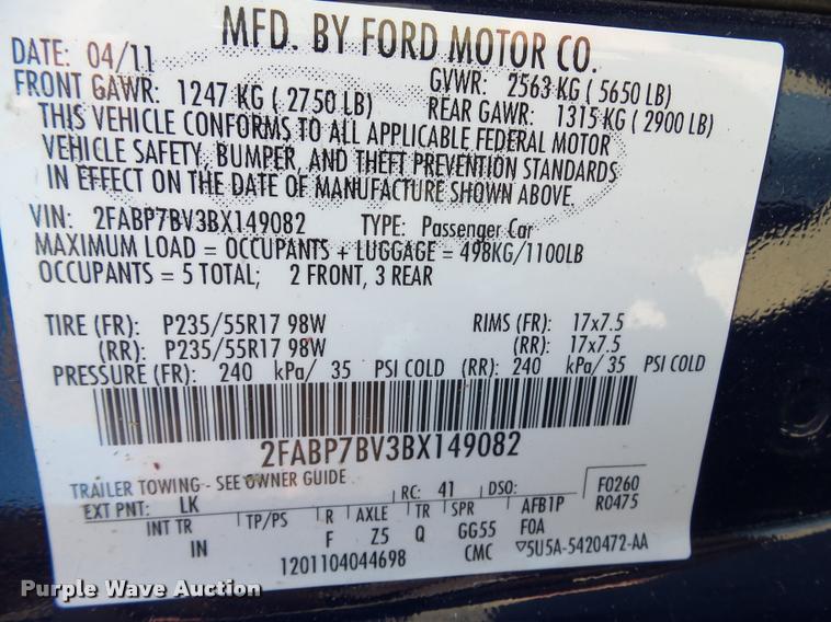 image for item BZ9868 2011 Ford Crown Victoria Police Interceptor