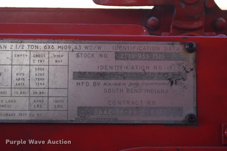 image for item CD9458 1968 Kaiser Jeep M35 flatbed truck