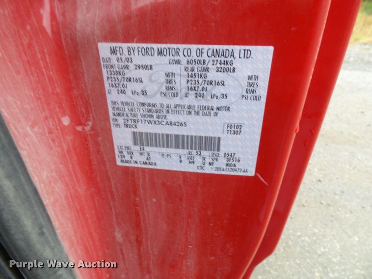 image for item DA3757 2003 Ford F150 pickup truck