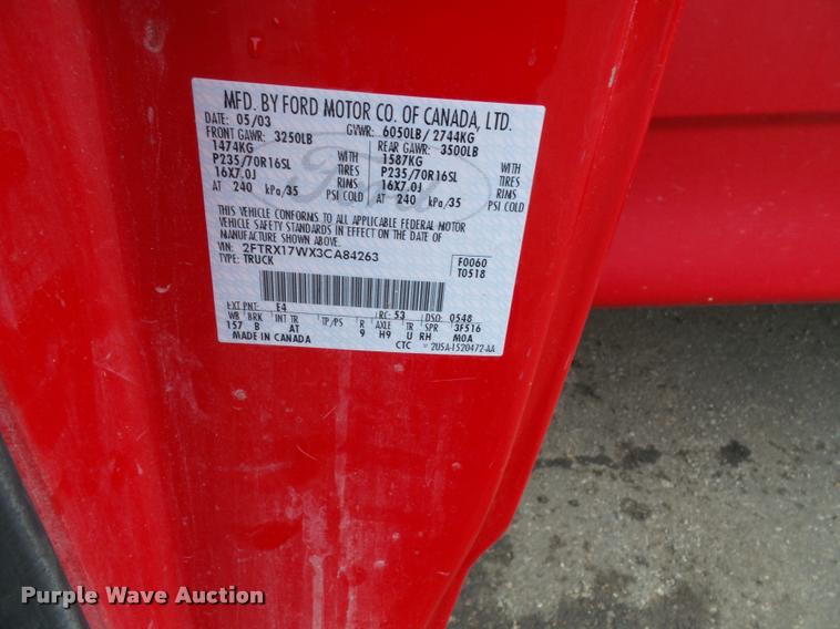 image for item DA3922 2003 Ford F150 SuperCab pickup truck