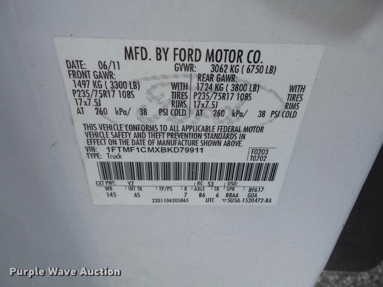 image for item DA8880 2011 Ford F150 pickup truck