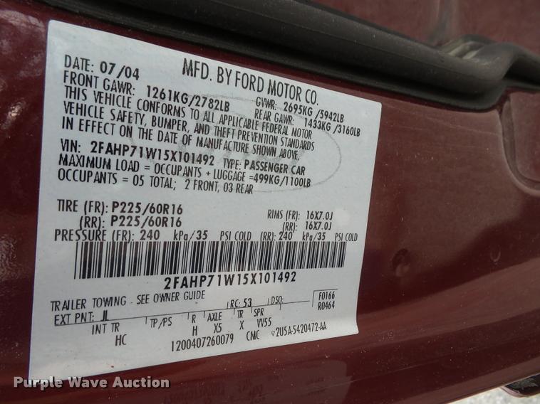 image for item K3578 2005 Ford Crown Victoria Police Interceptor