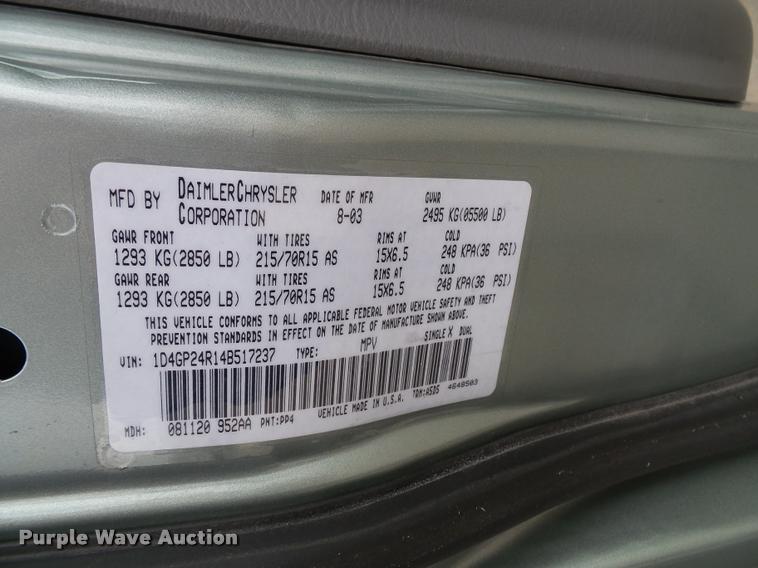 image for item K8156 2004 Dodge Grand Caravan van