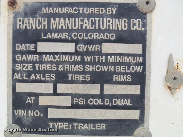 image for item K8174 1997 Ranch bottom dump trailer