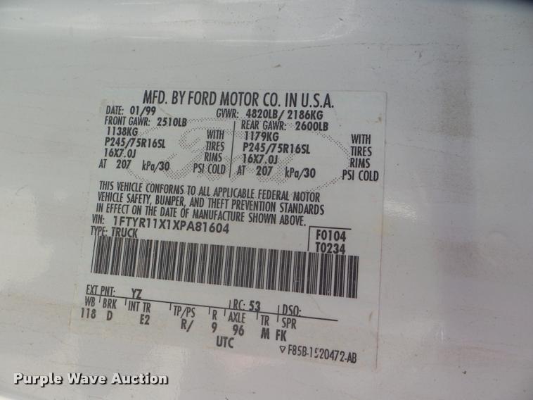 image for item L1670 1999 Ford Ranger pickup truck