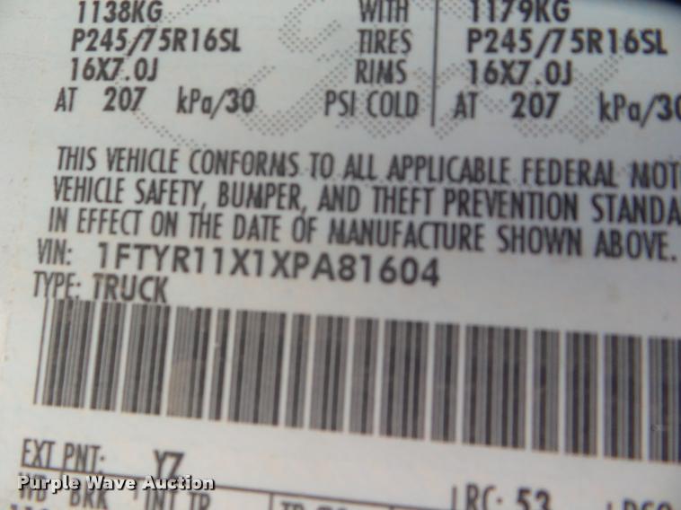 image for item L1670 1999 Ford Ranger pickup truck