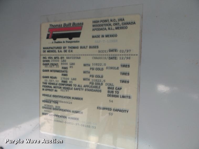 image for item L1689 1997 International 3800 school bus