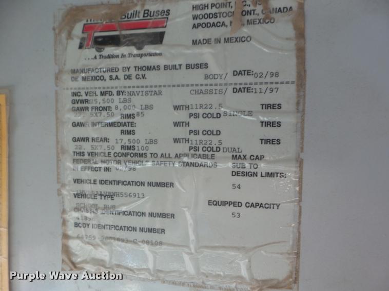 image for item L1690 1998 International 3800 school bus