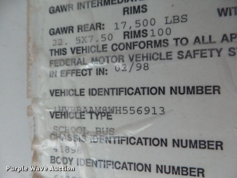 image for item L1690 1998 International 3800 school bus